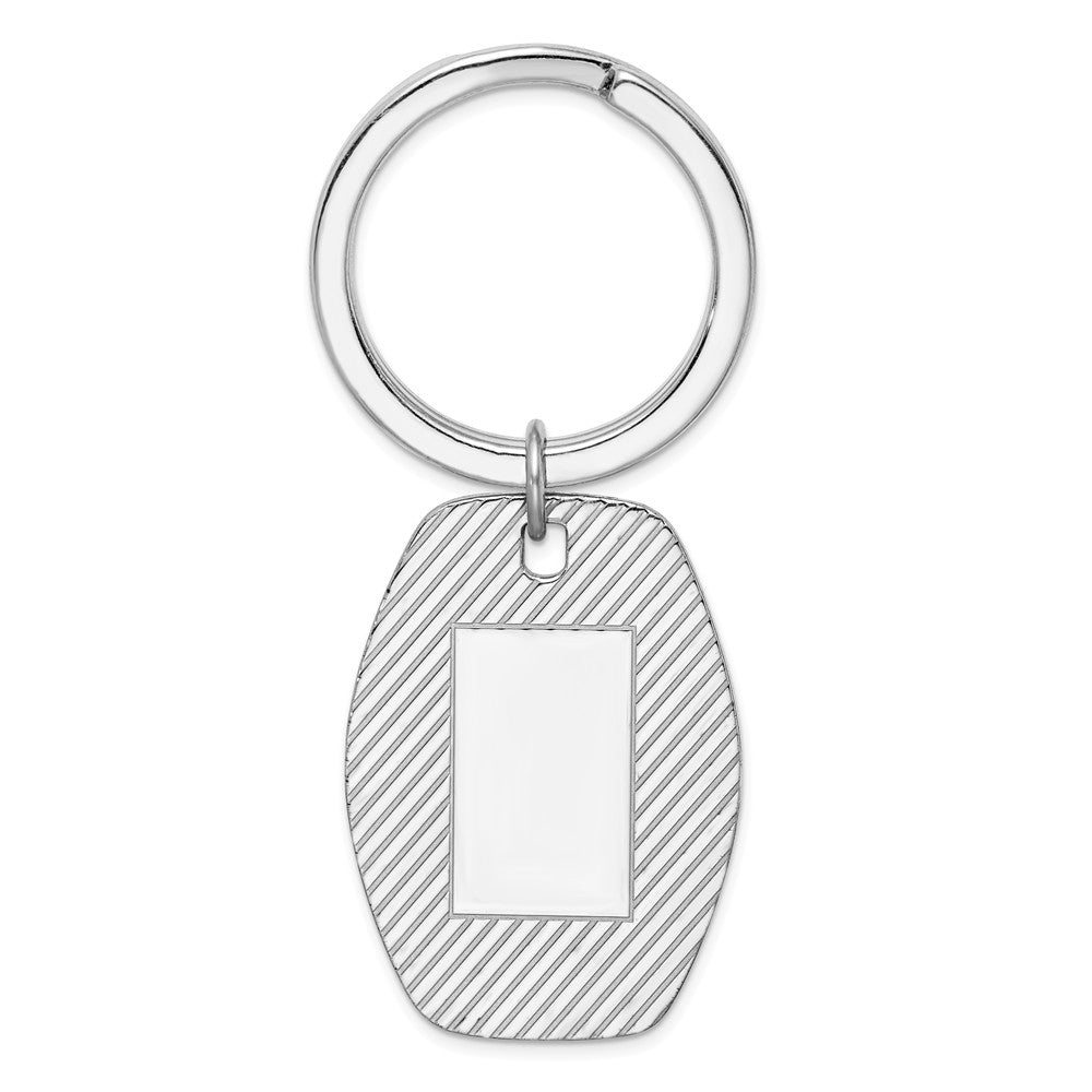 Occasion Gallery 925 Sterling Silver Engravable Designer Oval Rhodium-plated Key Chain