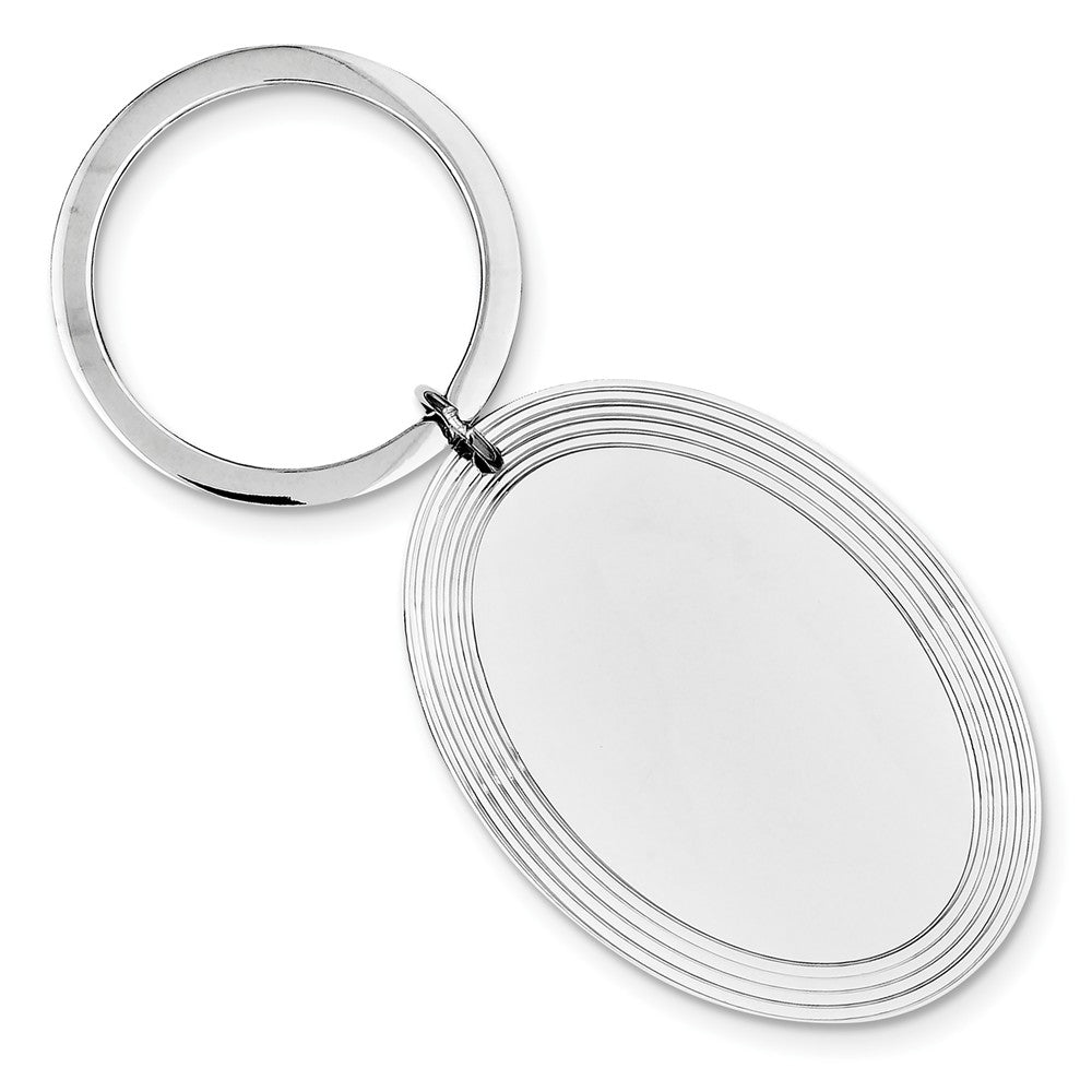Occasion Gallery 925 Sterling Silver Engravable Oval Disc Rhodium-plated Key Chain
