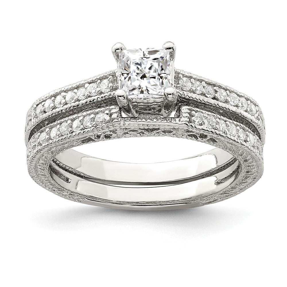 Stella Silver Jewelry Set - 925 Sterling Silver 2-Piece Cubic Zirconia ( CZ ) Wedding Set Ring