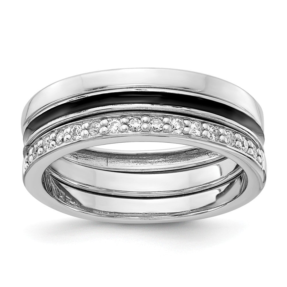 Stella Silver Jewelry Set - 925 Sterling Silver Rhodium-plated Enameled with Cubic Zirconia ( CZ ) Ring Set