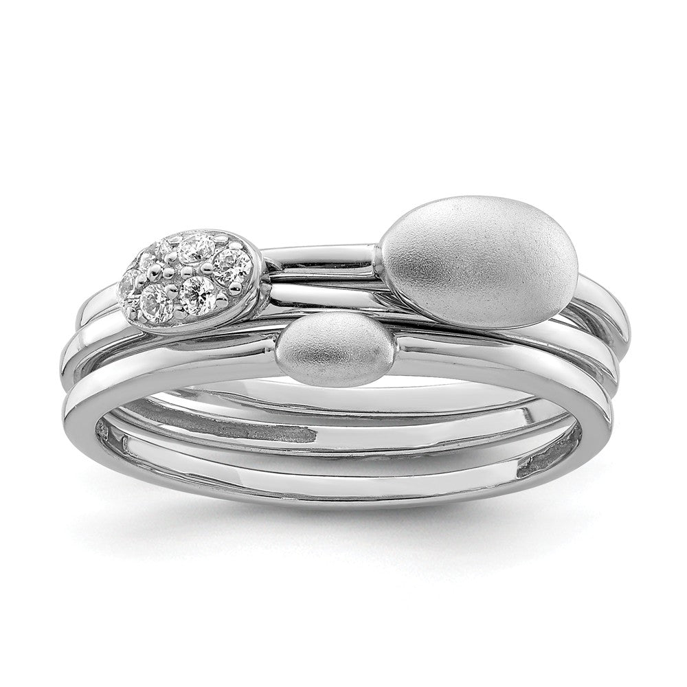 Stella Silver Jewelry Set - 925 Sterling Silver Rhodium-plated Polished Cubic Zirconia ( CZ ) 3 Ring Set