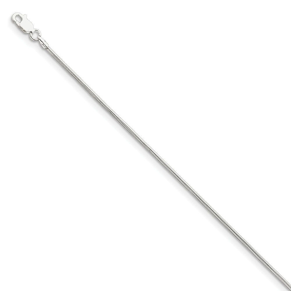 Million Charms 925 Sterling Silver 1.5mm Round Snake Chain, Chain Length: 7 inches