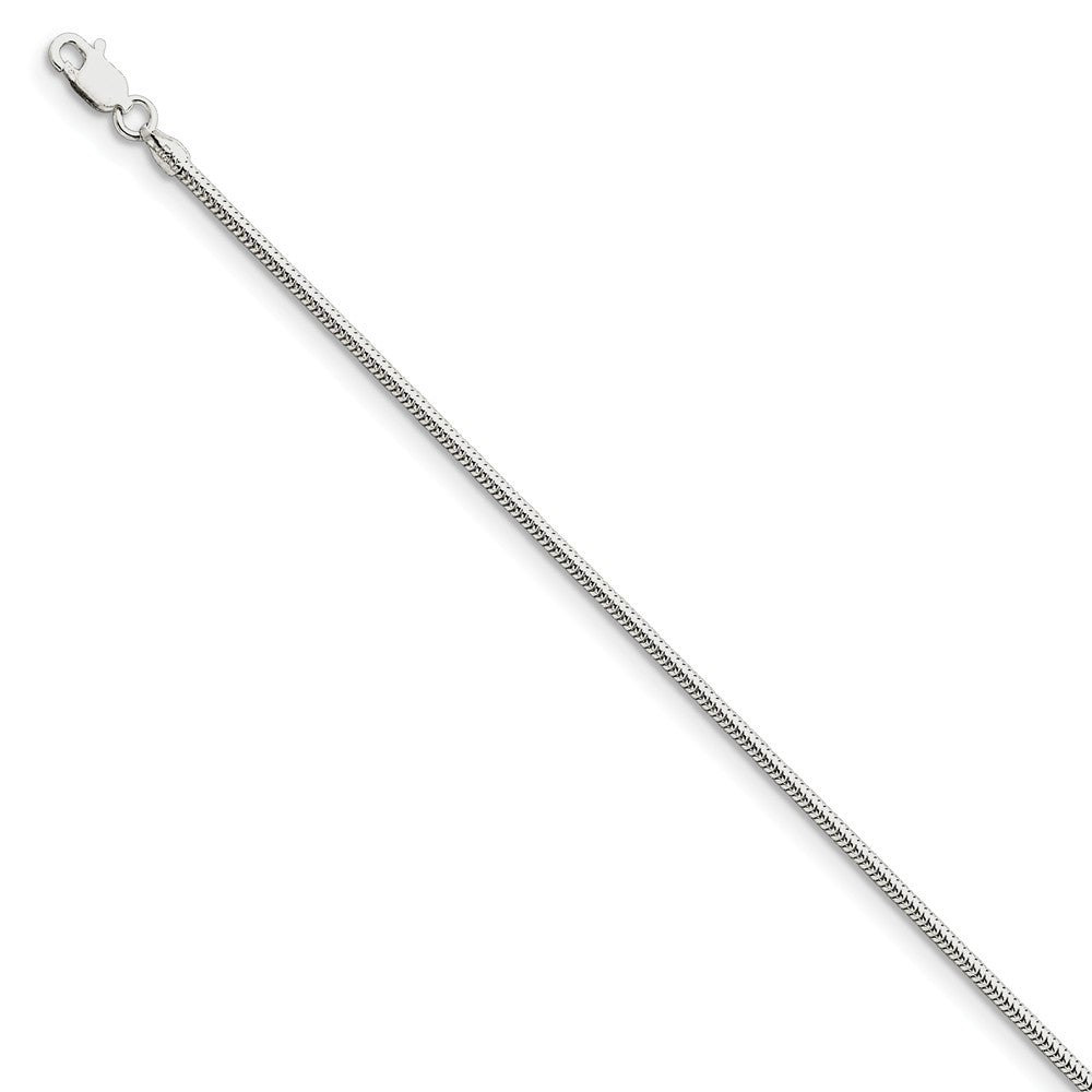 Million Charms 925 Sterling Silver 2mm Round Snake Chain, Chain Length: 7 inches