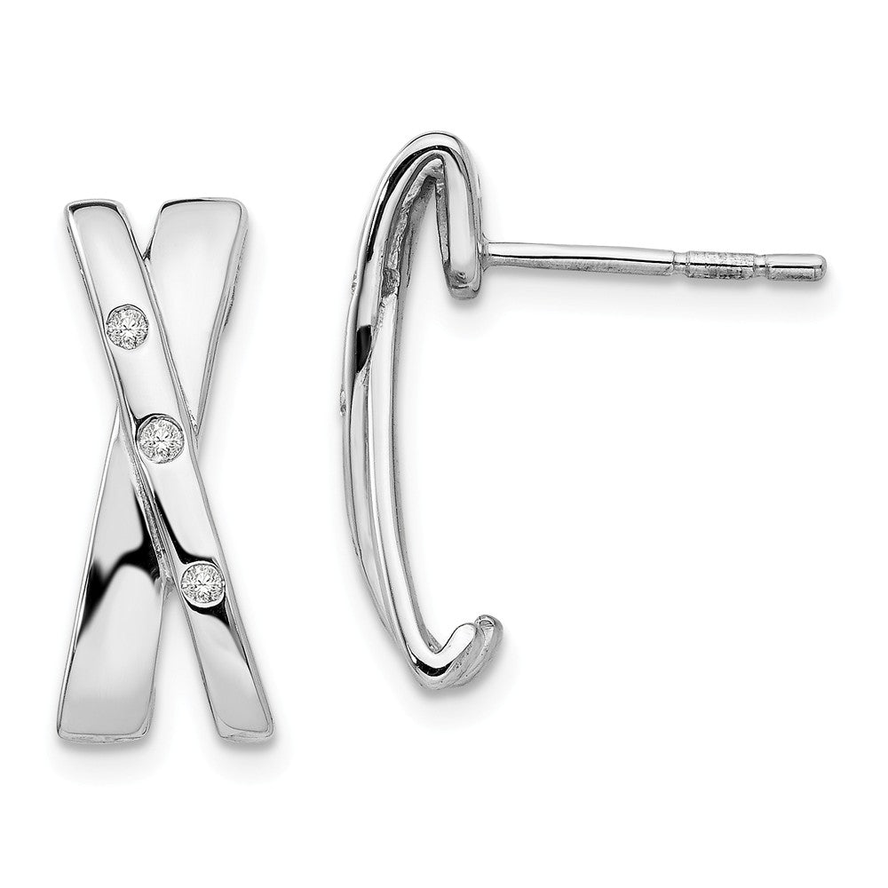 White Ice 925 Sterling Silver .06ct. Diamond Crossover Earrings, 19mm x 6mm