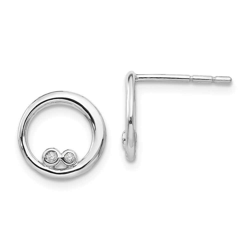 White Ice 925 Sterling Silver .03ct. Diamond Earrings, 11mm x 12mm