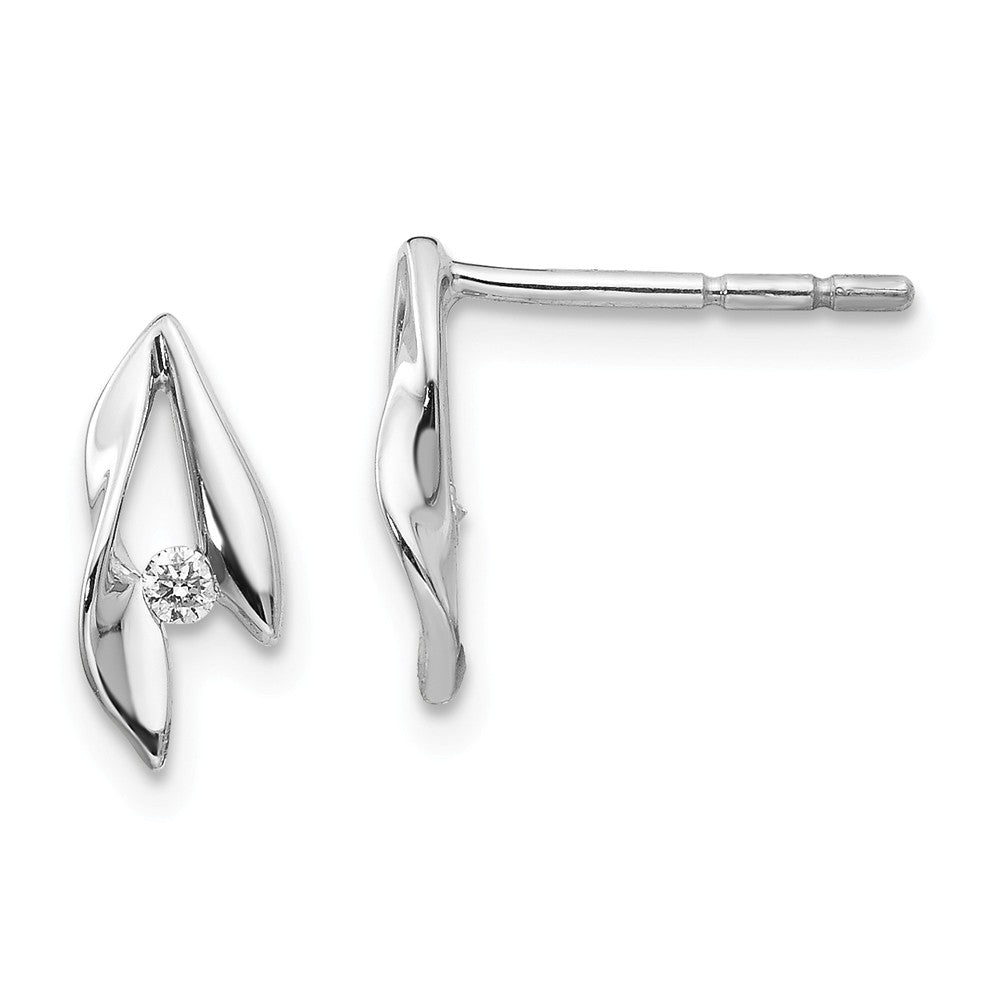White Ice 925 Sterling Silver Satin & Polished Diamond Earrings, 11mm x 5mm