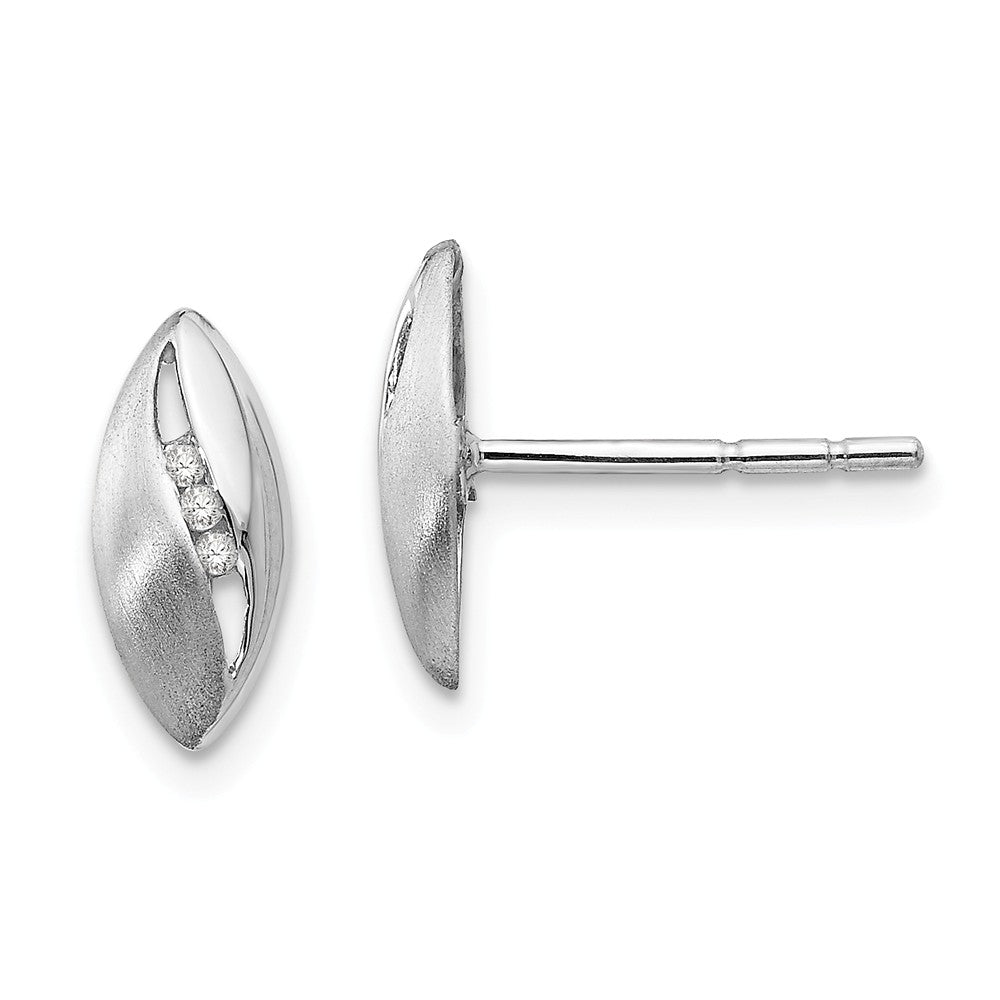 White Ice 925 Sterling Silver Satin & Polished .03ct Diamond Earrings, 11mm x 5mm