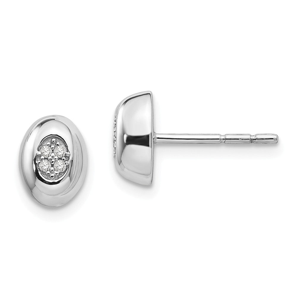 White Ice 925 Sterling Silver .04ct Diamond Earrings, 9mm x 7mm