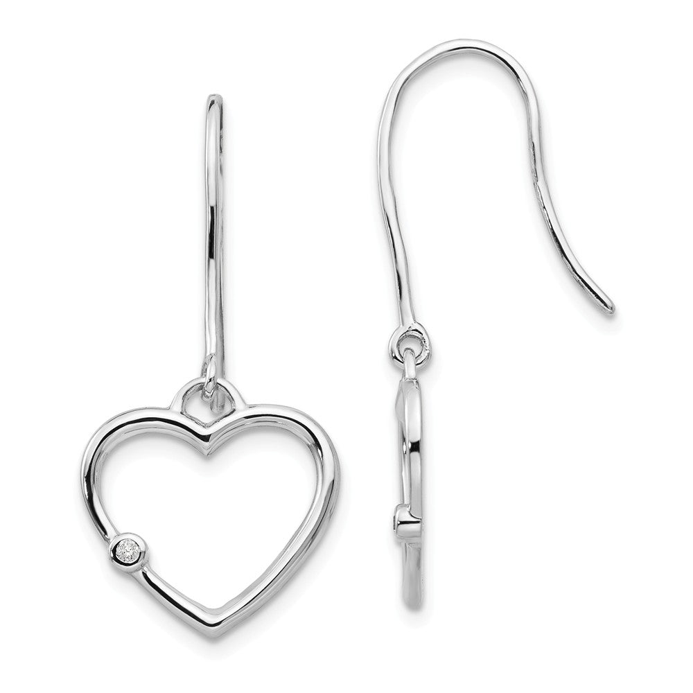 White Ice 925 Sterling Silver Diamond Heart Earrings, 31mm x 15mm