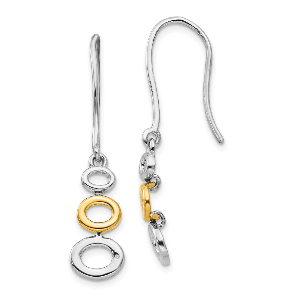 White Ice 925 Sterling Silver Gold-Tone 1/2pt Diamond Shepherd Hook Earrings, 33mm x 8mm