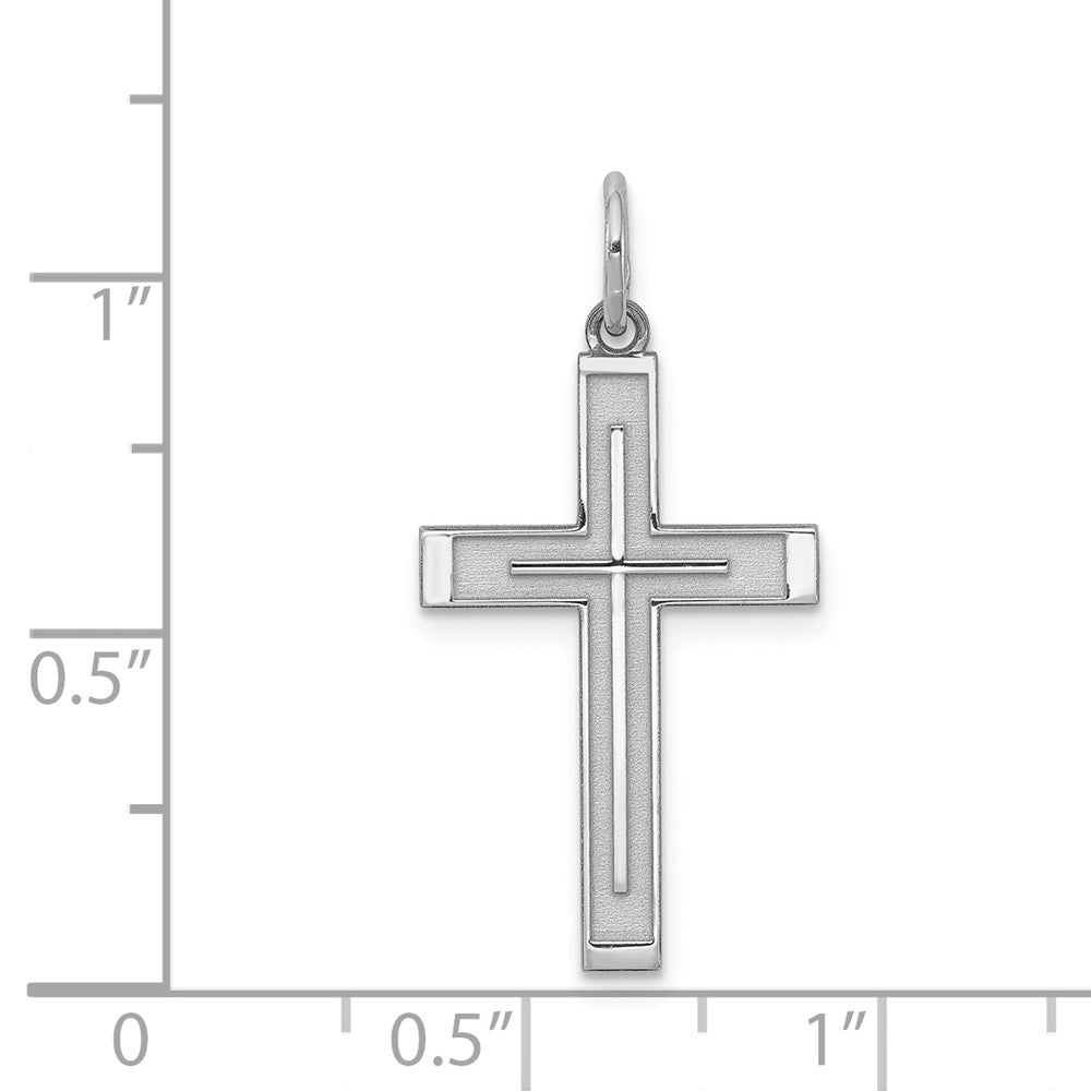Million Charms 925 Sterling Silver Rhodium-Plated Laser Designed Relgious Cross Pendant