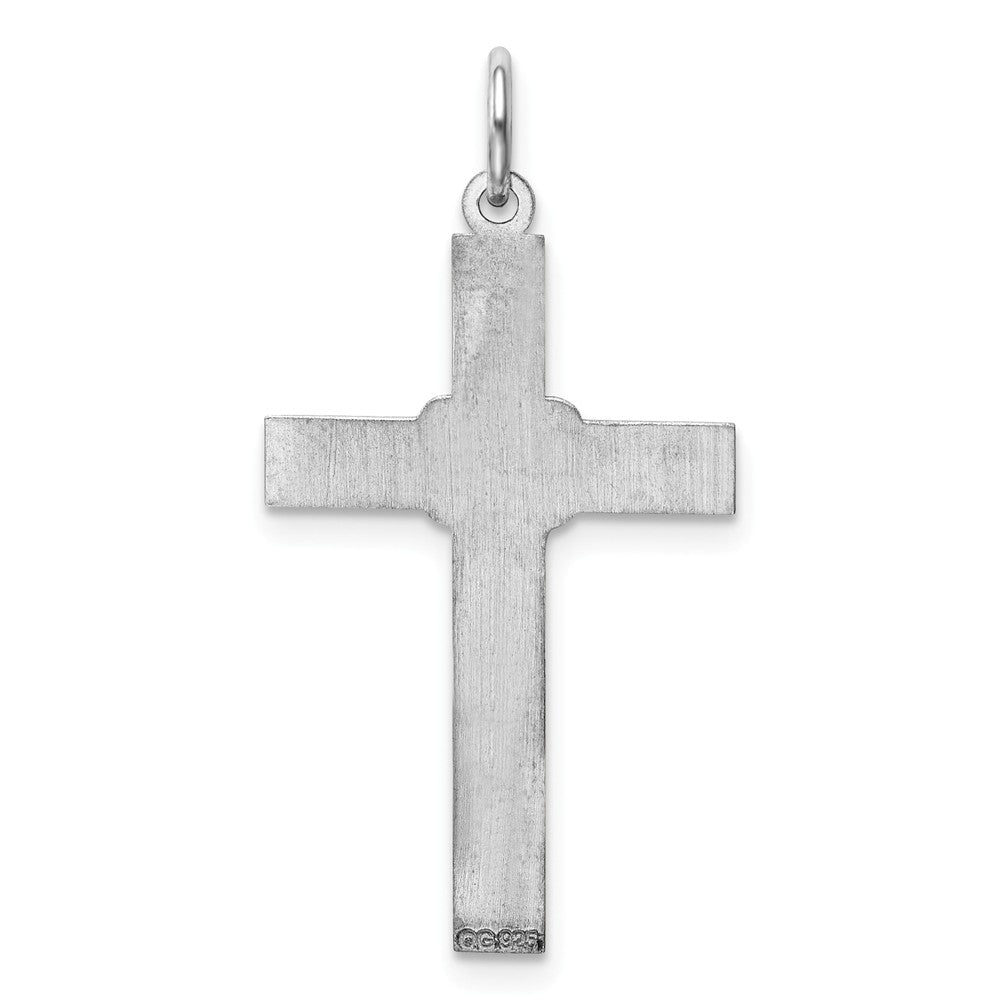 Million Charms 925 Sterling Silver Rhodium-Plated Laser Designed Relgious Cross Pendant
