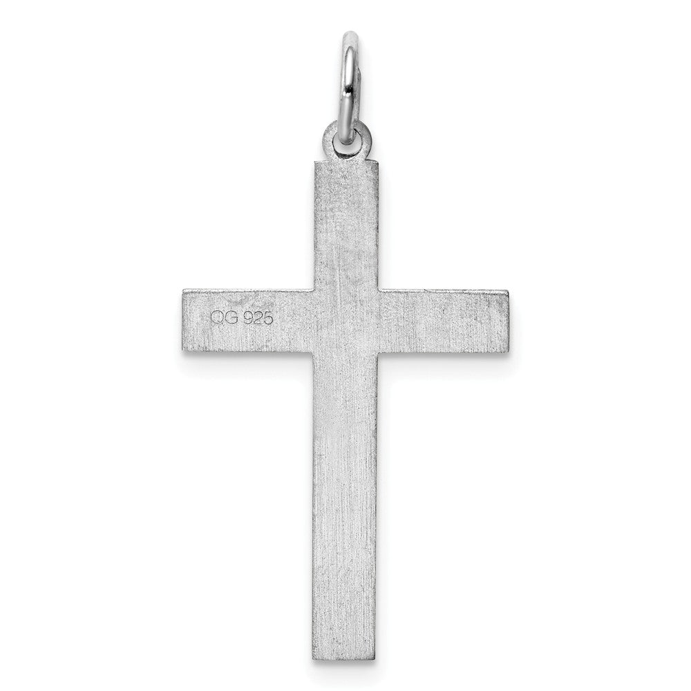 Million Charms 925 Sterling Silver Rhodium-Plated Laser Designed Relgious Cross Pendant