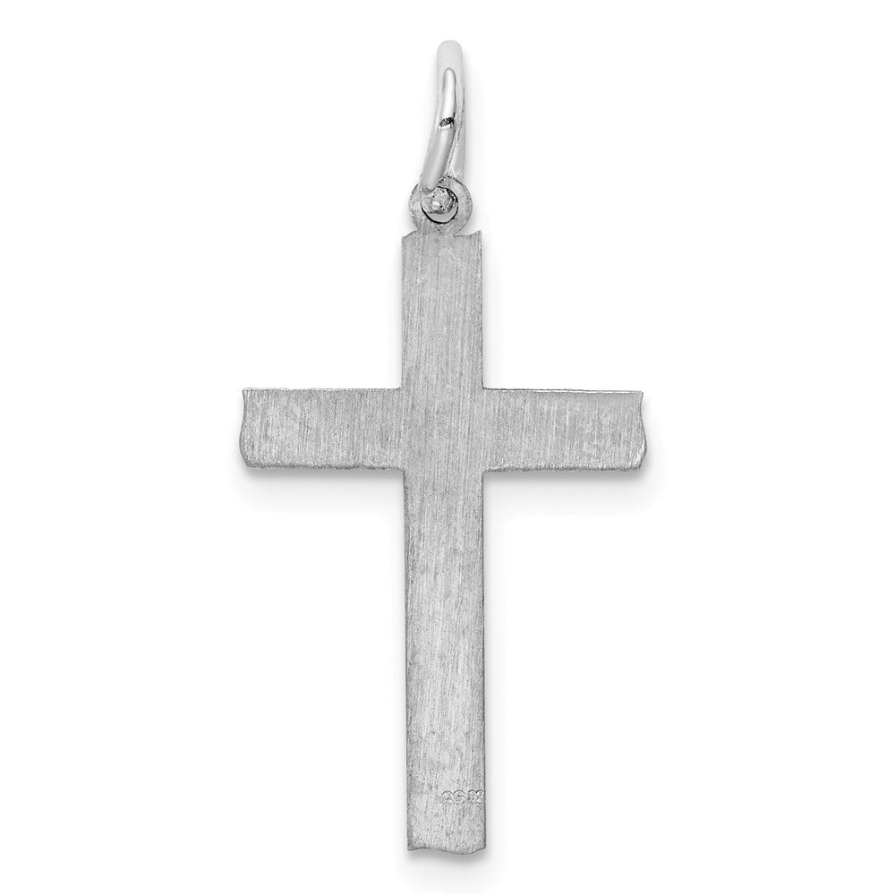 Million Charms 925 Sterling Silver Rhodium-Plated Laser Designed Relgious Cross Pendant