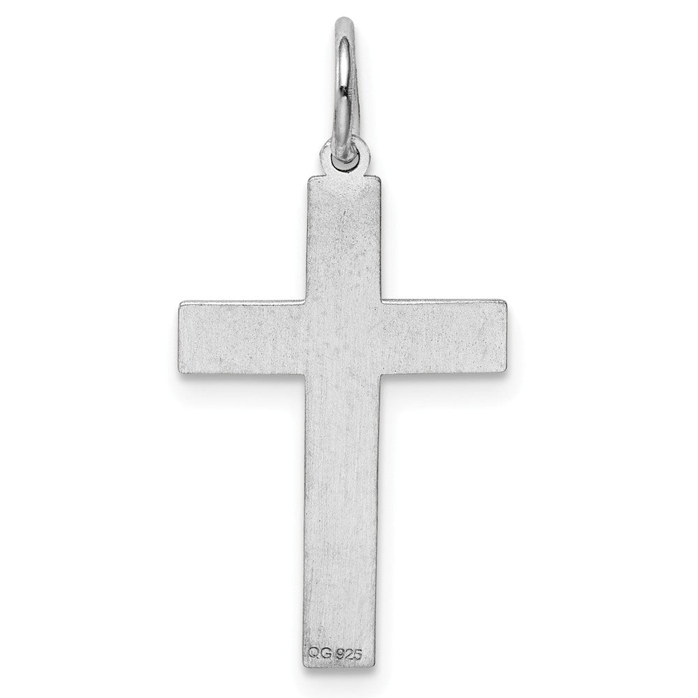 Million Charms 925 Sterling Silver Rhodium-Plated Laser Designed Relgious Cross Pendant