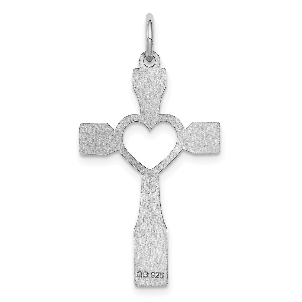 Million Charms 925 Sterling Silver Rhodium-Plated Laser Designed Relgious Cross Pendant