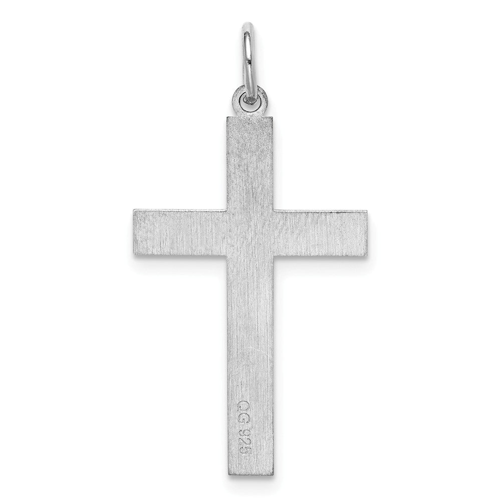 Million Charms 925 Sterling Silver Rhodium-Plated Laser Designed Relgious Cross Pendant