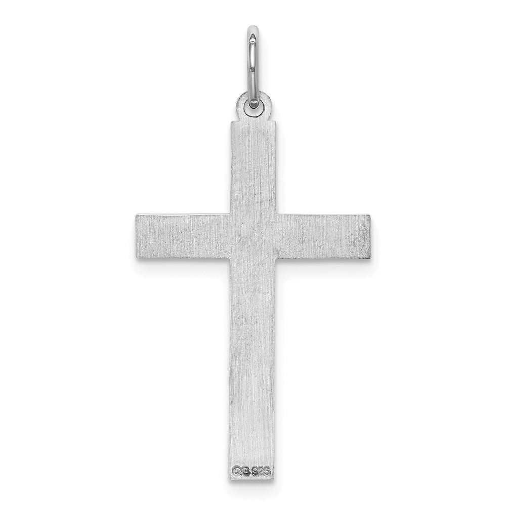 Million Charms 925 Sterling Silver Rhodium-Plated Laser Designed Relgious Cross Pendant