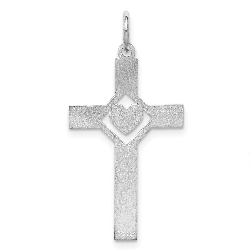 Million Charms 925 Sterling Silver Rhodium-Plated Laser Designed Relgious Cross Pendant