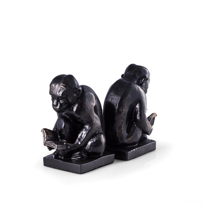Occasion Gallery Bronze Color Cast Metal Reading Monkey Bookends with Bronzed Finish. 4 L x 3.25 W x 6 H in.