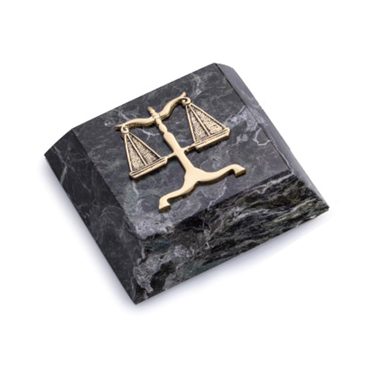 Occasion Gallery Green Marble/Gold Color Green Marble Paperweight with Antique Gold Plated "Legal" Emblem. 4 L x 4 W x 1 H in.