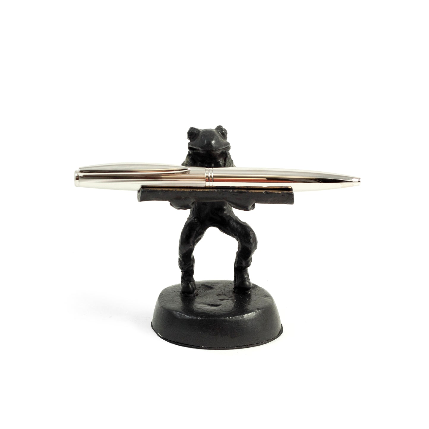 Occasion Gallery Black Color Cast Metal Frog Pen Holder. 3 L x 2.25 W x 4 H in.