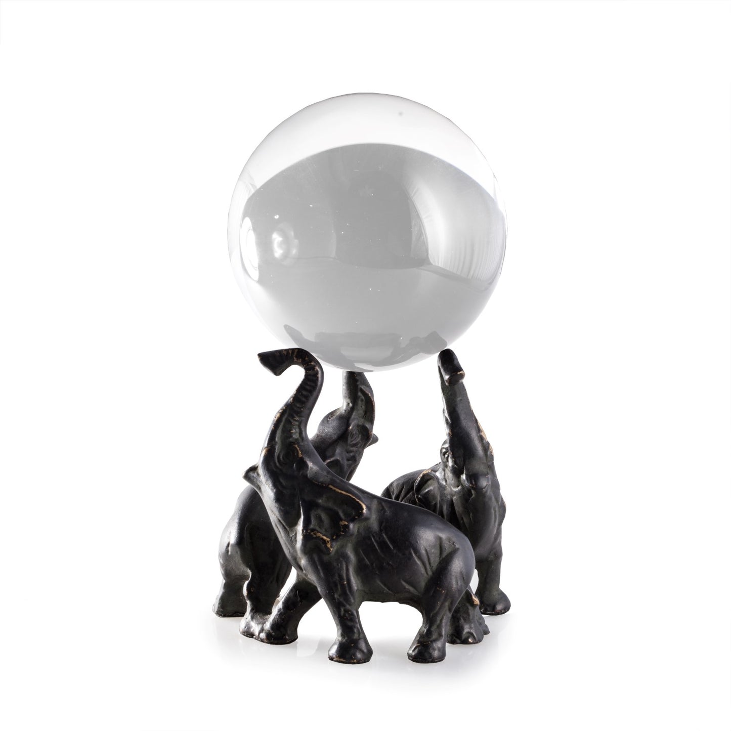 Occasion Gallery Black Color Cast Metal Elephant Ball Holder with Patina Finish. 4.5 L x 4.5 W x 4.5 H in.