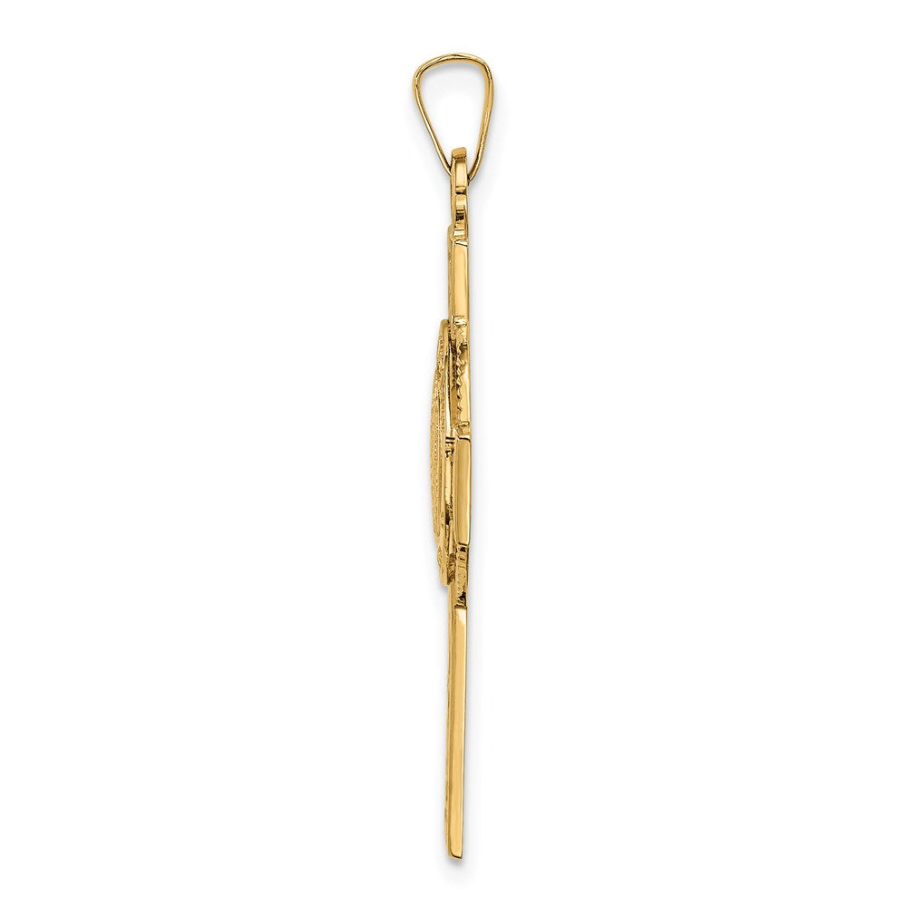 Dije de cruz religiosa con insignia del ejército de oro amarillo de 14 quilates de Million Charms