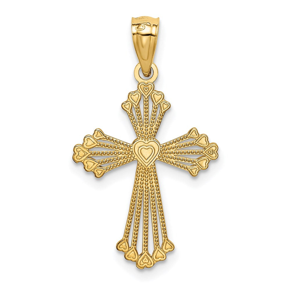 Million Charms 14K Yellow Gold Themed Passion Relgious Cross Pendant