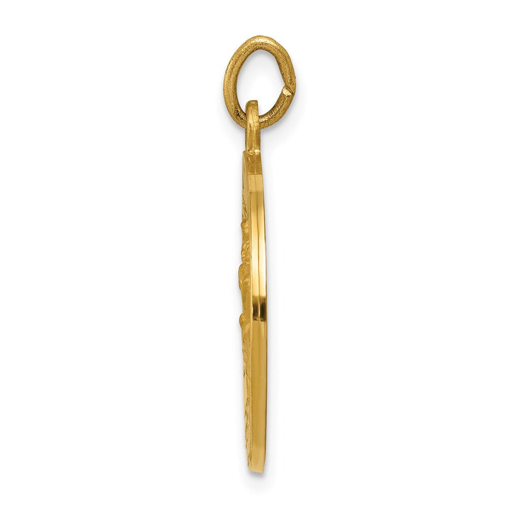 Colgante de medalla de San Cristóbal de temática del Ejército de EE. UU. de Million Charms en oro amarillo de 14K