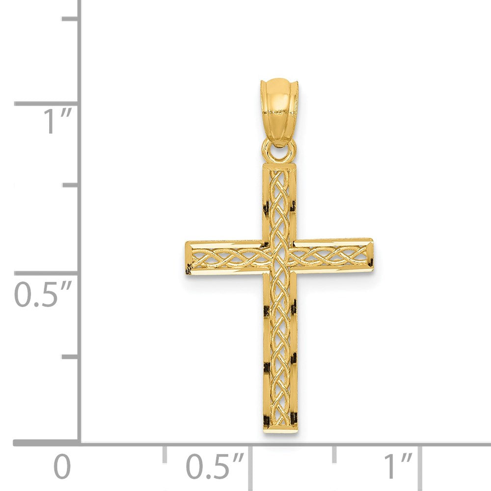 Million Charms 14K Yellow Gold Themed Filigree Relgious Cross Pendant