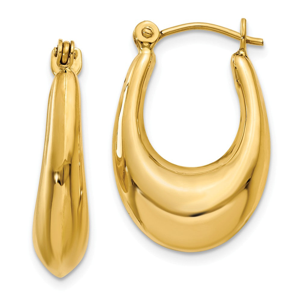 Million Charms 14k Yellow Gold Polished Hoop Earrings, 9mm x 5mm