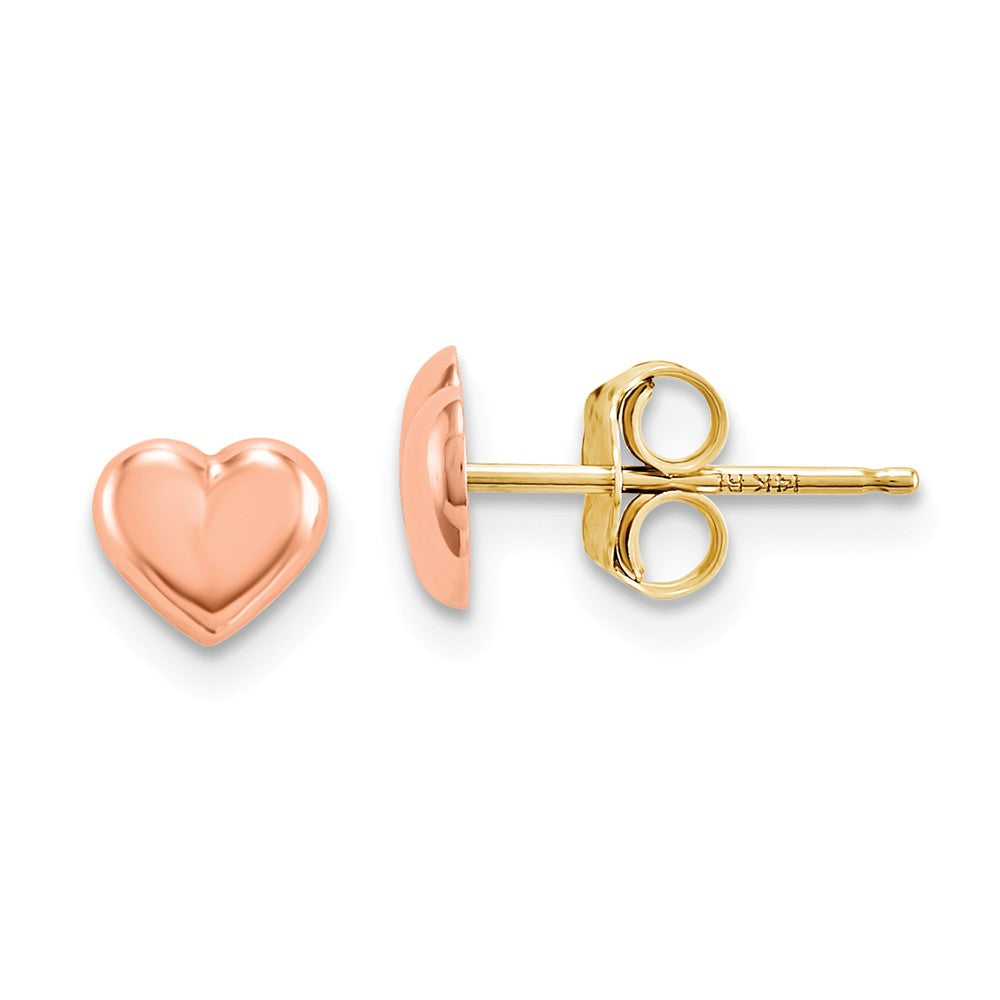14k Madi K Rose Gold Heart Post Earrings, 6mm x 7mm