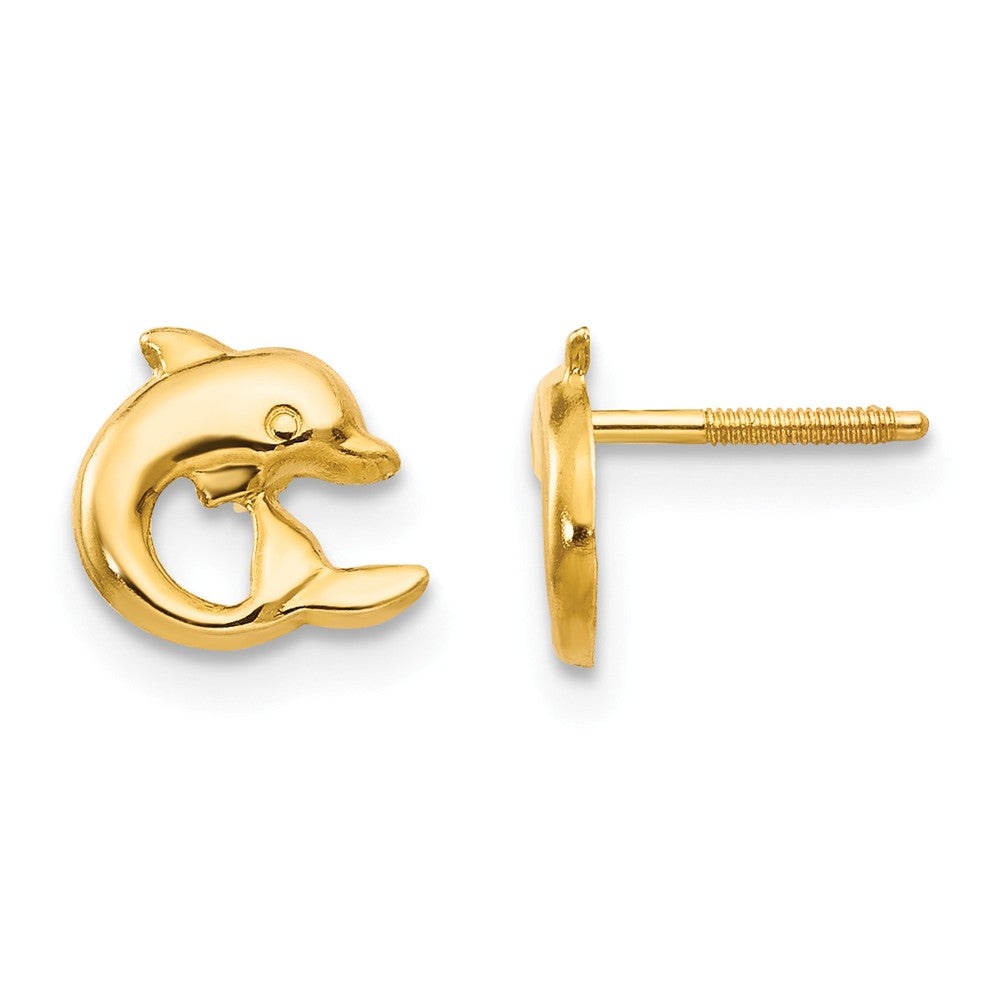 14k Yellow Gold Madi K Dolphin Post Earrings, 8mm x 8mm