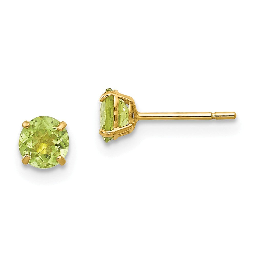 14k Yellow Gold Madi K Round Peridot 4mm Post Earrings, 4mm x 4mm
