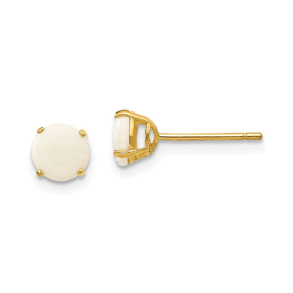 14k Yellow Gold Madi K Round Opal 5mm Post Earrings, 5mm x 5mm