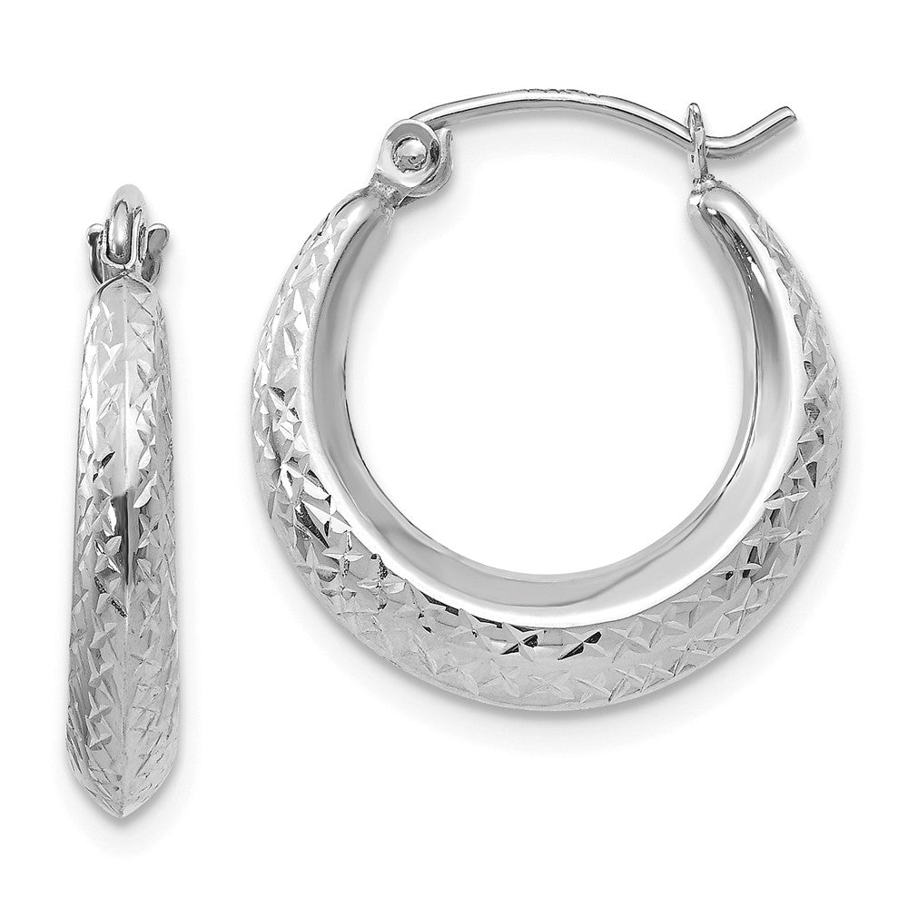 14K White Gold Madi K Textured Hollow Hoop Earrings, 19mm x 18mm