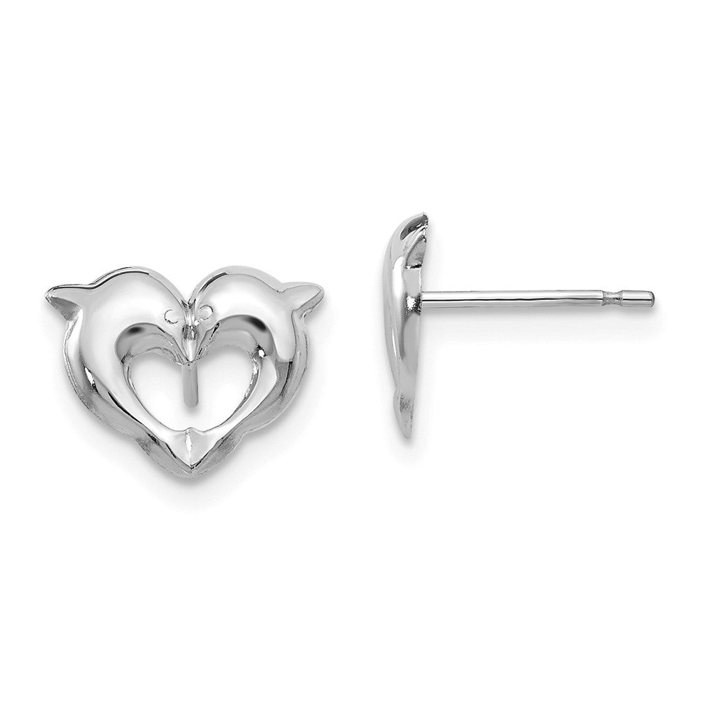 14k White Gold Madi K Screwback Dolphins Post Earrings, 9mm x 11mm