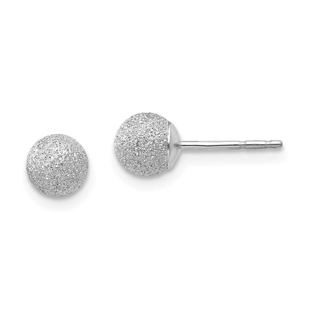 14K White Gold Madi K Laser Cut 5M Ball Post Earrings, 5mm x 5mm