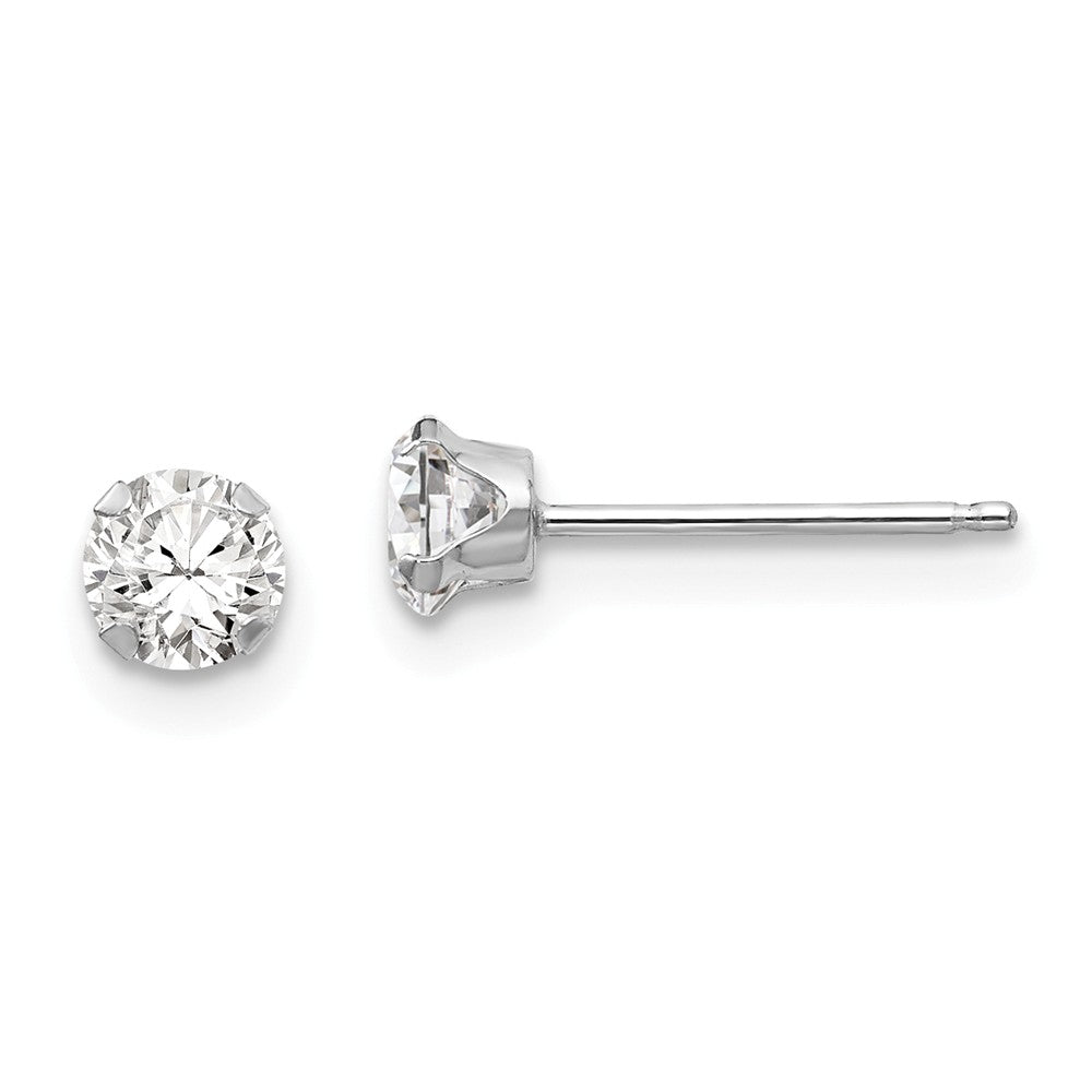 14k White Gold Madi K 4mm Cubic Zirconia ( CZ ) Post Earrings, 4mm x 4mm