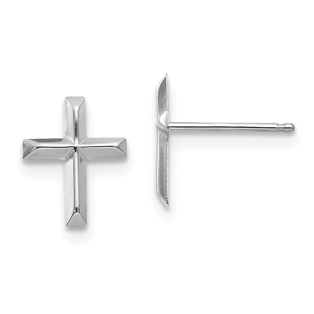 14k White Gold Madi K Cross Post Earrings, 8mm x 6mm
