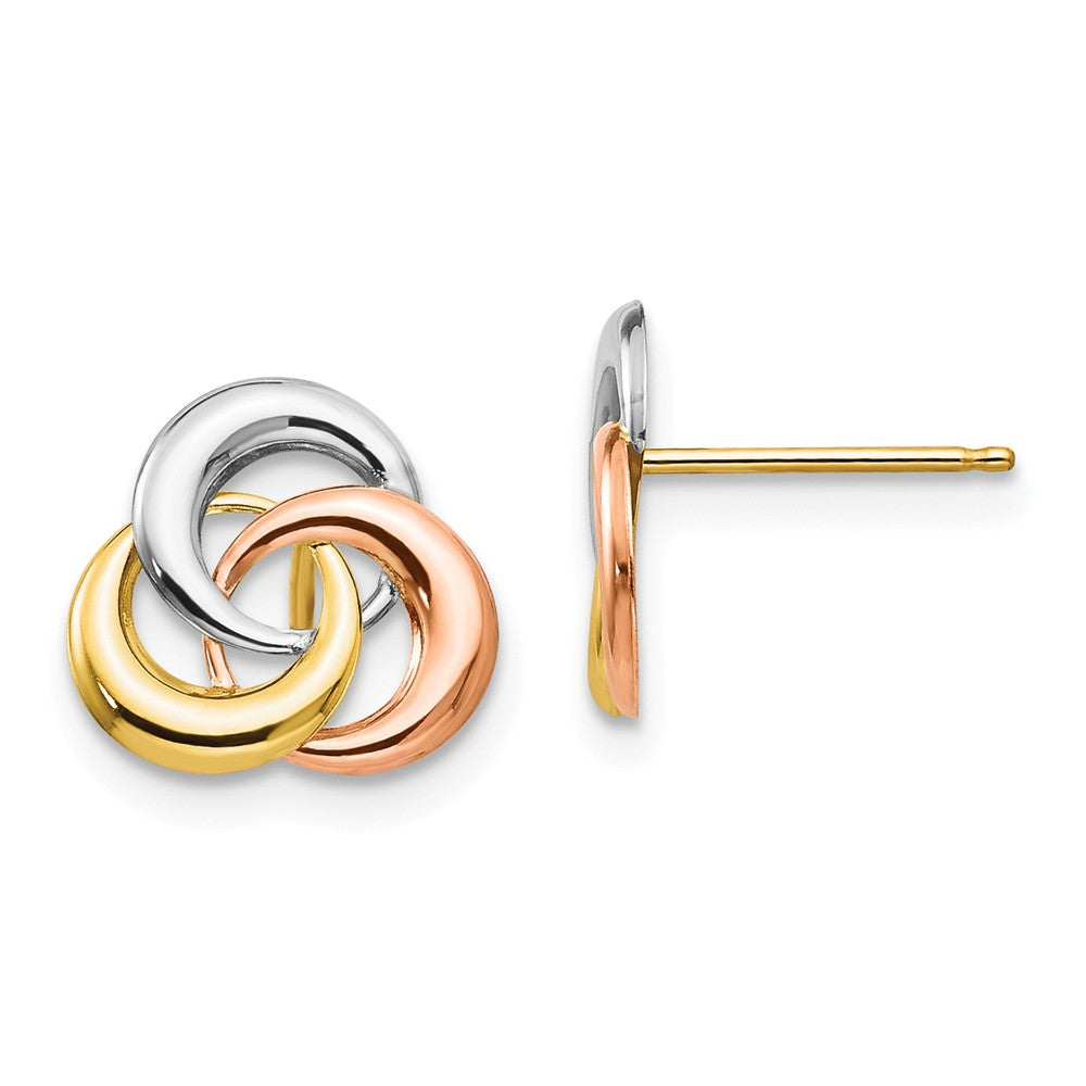 14k Tri-color Madi K 3 Circle Post Earrings, 10mm x 9mm