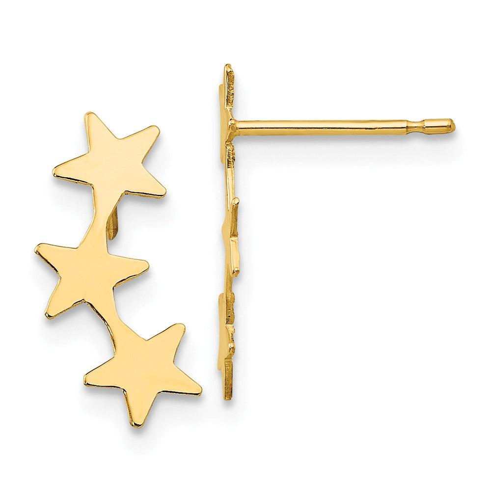 14k Yellow Gold Madi K Polished 3-Star Post Earrings, 15mm x 6mm