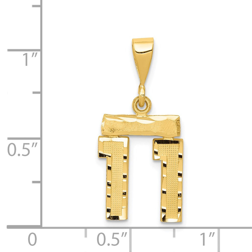 Million Charms 14K Yellow Gold Themed Small Diamond-Cut Number 11 Charm