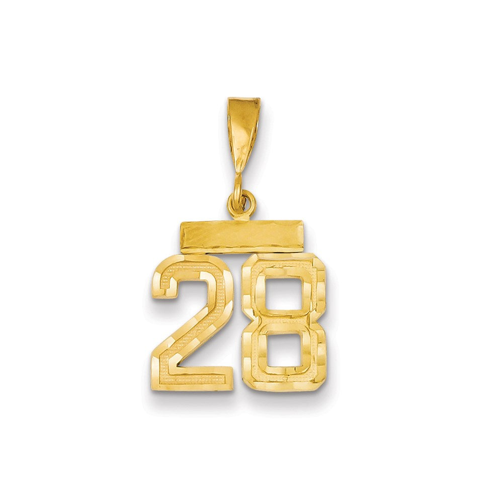 Million Charms 14K Yellow Gold Themed Small Diamond-Cut Number 28 Charm