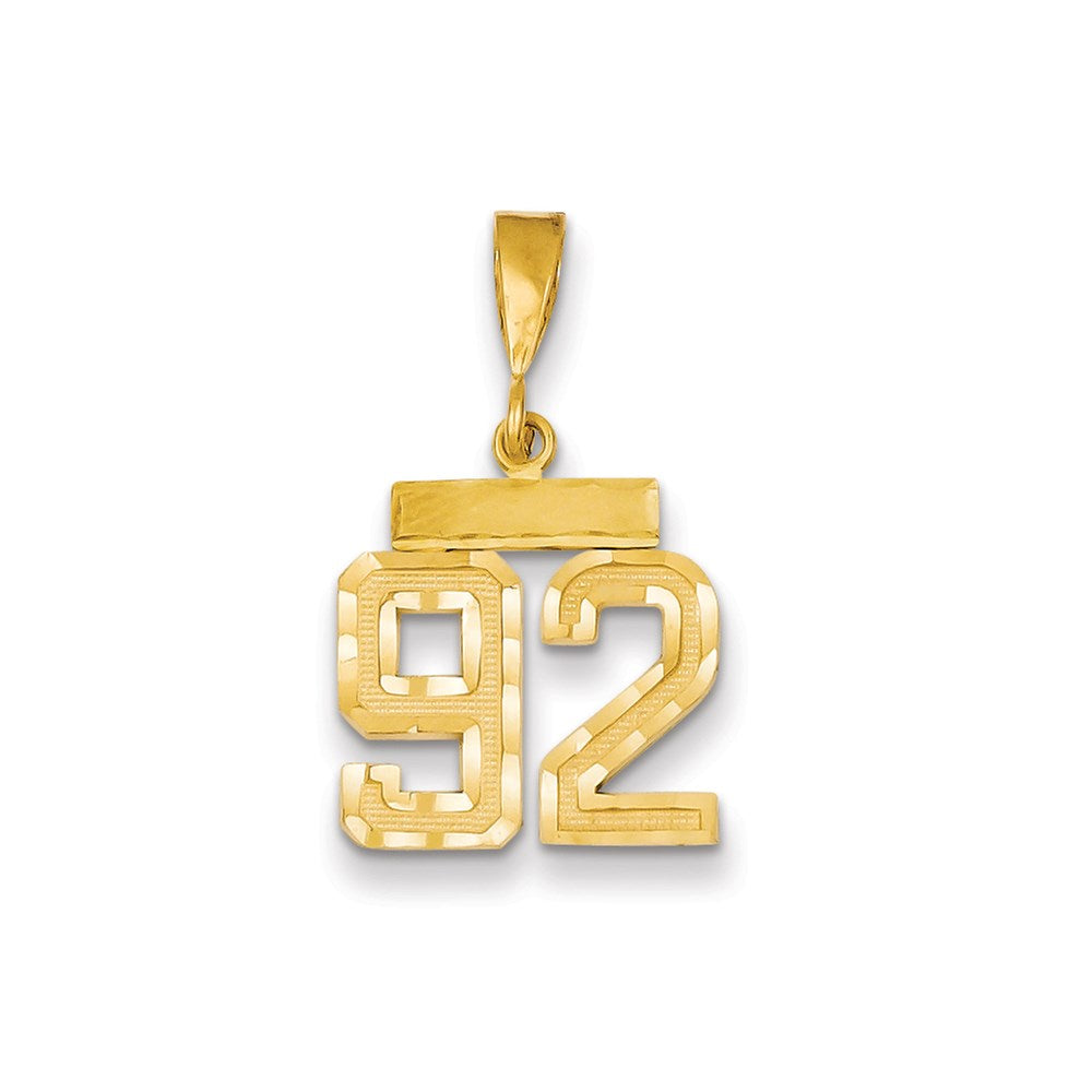 Million Charms 14K Yellow Gold Themed Small Diamond-Cut Number 92 Charm