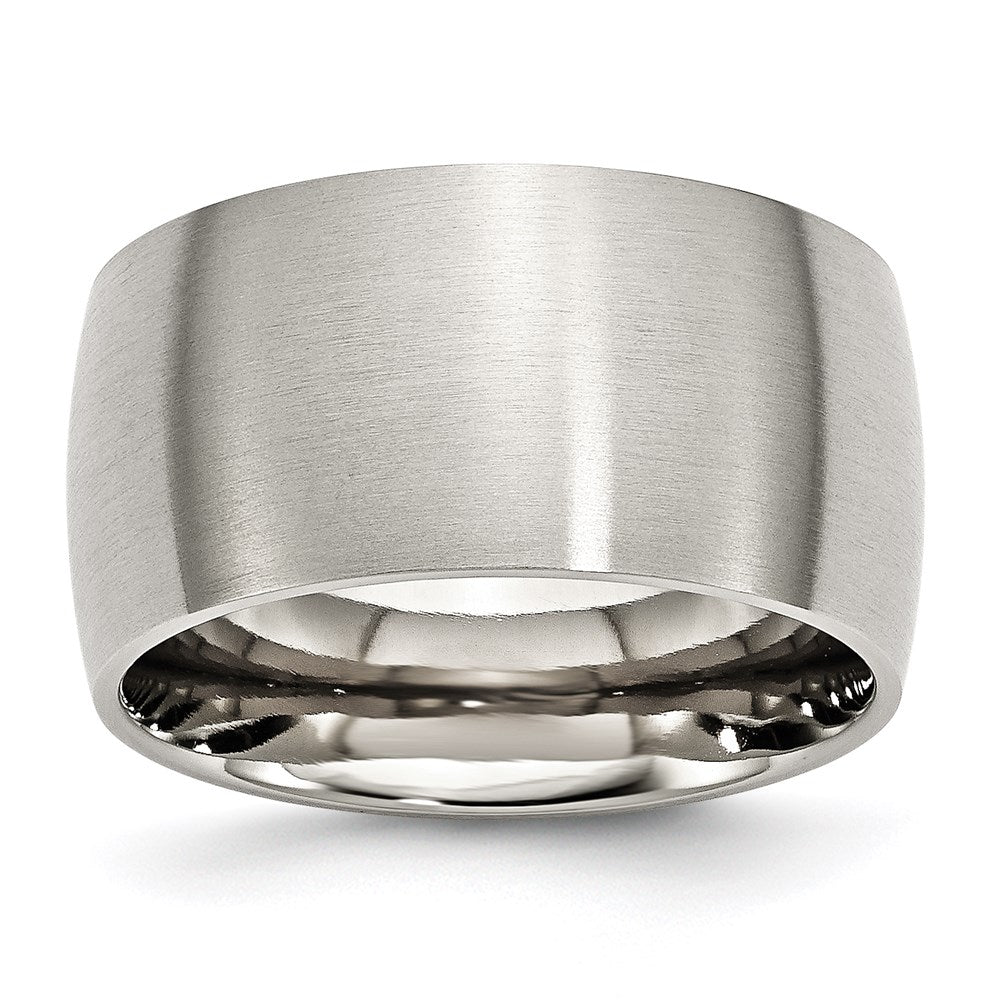Joyería de moda unisex, anillo de acero inoxidable de 12 mm con acabado cepillado marca Chisel