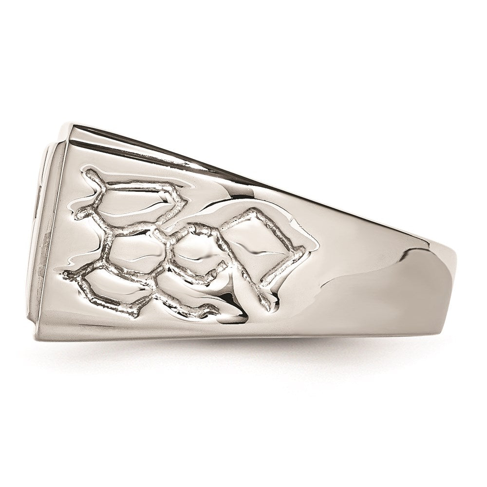 Men's Fashion Jewelry, Chisel Brand Stainless Steel Diamond Cross w/Textured Sides Ring