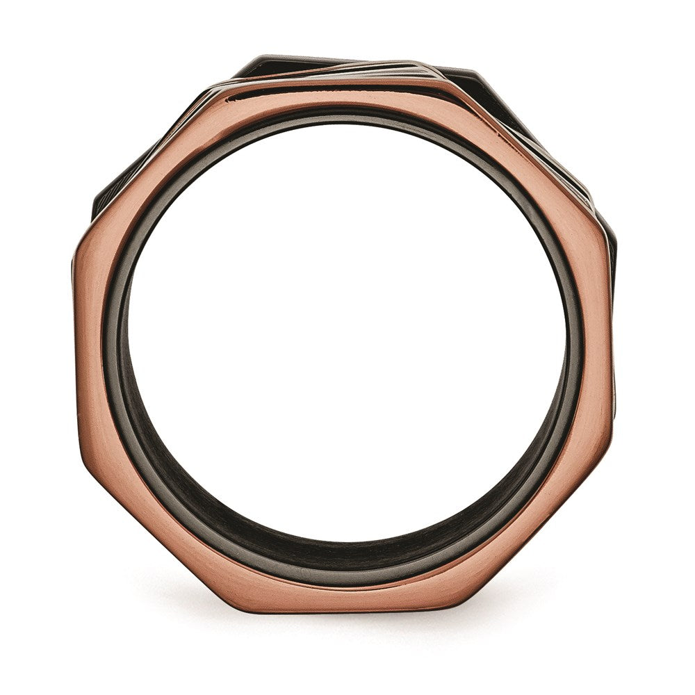 Unisex Fashion Jewelry, Chisel Brand Stainless Steel Black & Brown IP-plated Ring