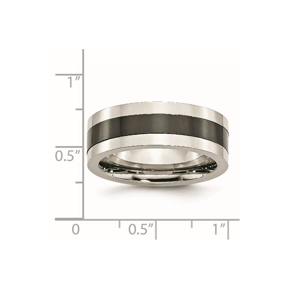 Unisex Fashion Jewelry, Chisel Brand Stainless Steel Base with Polished Black Ceramic Center Ring Band